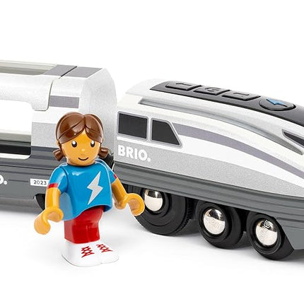 BRIO World Battery Powered Turbo Speed Toy Train for Kids Age 3 Years Up - Wooden Railway Set Add On Accessories