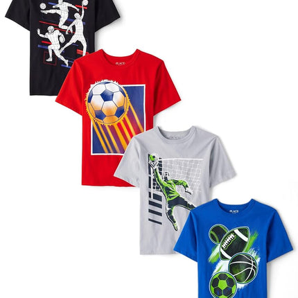 The Children's Place Camisetas gráficas deportivas de manga corta para bebé, paquetes múltiples, paquete de 4 multideportes, mediano