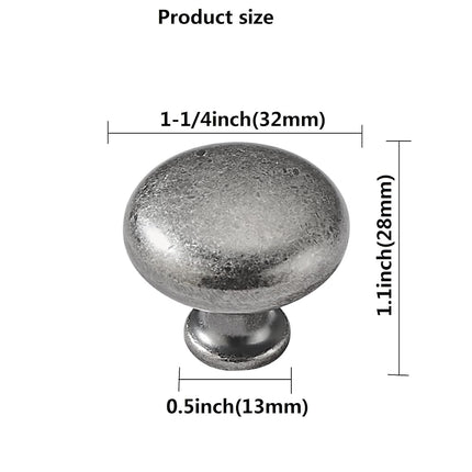 khtumeware 10 Pack 1-1/4" Vintage Retro Antique Pewter Zinc Alloy Cabinet Knobs - Single Hole Center Kitchen Cabinet Pull Hardware for Bedroom.