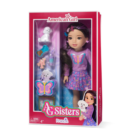 American Girl, AG Sisters Francie Doll, with Brown Eyes, Long Dark-Brown Hair with Purple Highlights, 14.5", Ages 4+