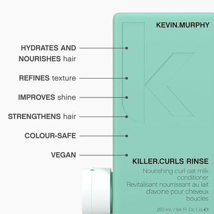 KEVIN.MURPHY KILLER.CURLS RINSE Curly Hair Conditioner, Moisturising, 250ml