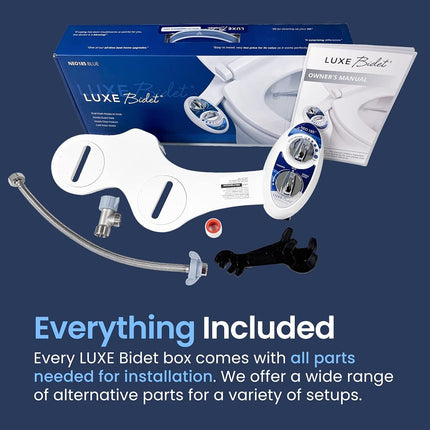 LUXE Bidet Neo 185 (Elite) Non-Electric Bidet Toilet Attachment w/Self-Cleaning Dual Nozzle and Easy Water Pressure Adjustment for Sanitary and Feminine Wash (Blue and White) 13.5 x 7 x 3 inches