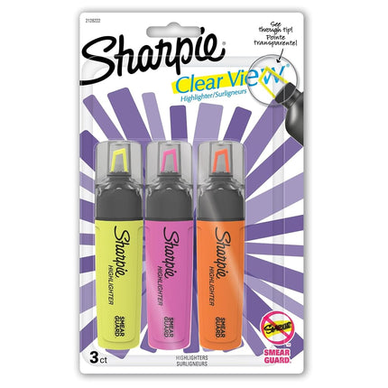 Sharpie Clear View Highlighters 3/Pkg-Yellow, Pink & Orange