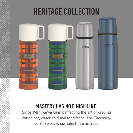 Thermos Vacuum Insulated 25 Ounce Compact Stainless Steel Beverage Bottle, Slate