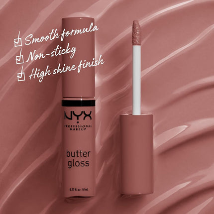NYX PROFESSIONAL MAKEUP Brillo de Labios Butter Gloss Brown Sugar, No Pegajoso - Spiked Toffee (Malva Marrón)