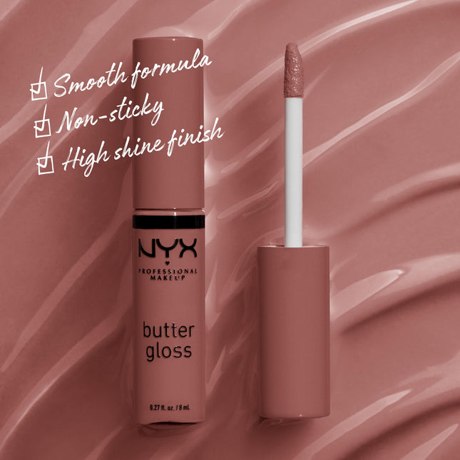 NYX PROFESSIONAL MAKEUP Brillo de Labios Butter Gloss Brown Sugar, No Pegajoso - Spiked Toffee (Malva Marrón)