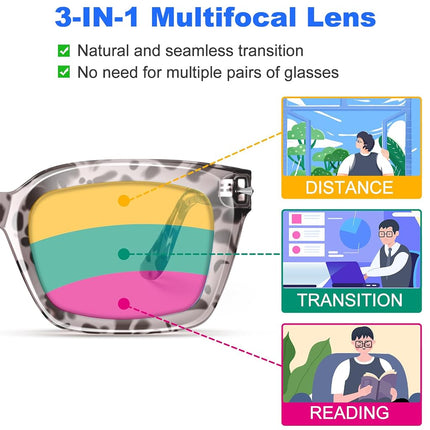 VISOONE Progressive Multifocal Reading Glasses Spring Hinge Blue Light Blocking for Women and Men readers 2.0x