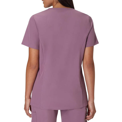 Hanes Women's Healthcare Top, Moisture-Wicking Stretch Scrub Shirts, Ribbed Side Panels, Purple Mauve, 3XL