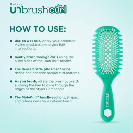 FHI Heat UNbrush Curl Defining Brush — Wavy, Coily, and Curly Hair Brush with DuoFlex Bristles & StyleCurl Handle — for Gentle Detangling & Faster Styling on Wet Hair - Morning Mist