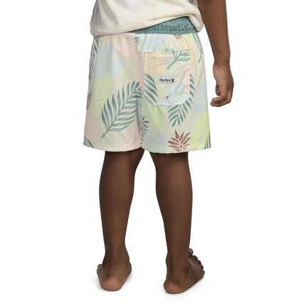 Short de bain Hurley pour garçons, à enfiler, motif palmiers ivoire pâle, taille 4T