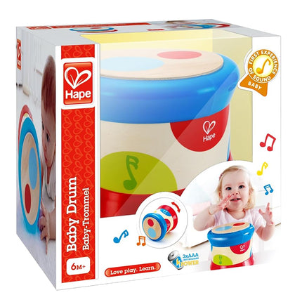 Hape Baby Drum | Colourful Rolling Drum Musical Instrument Toy for Toddlers 6 months and up | Rhythm & Sound Learning, Battery Powered