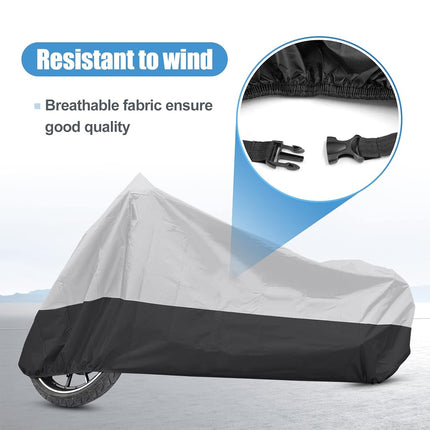 uxcell Motorcycle Cover Motorbike Cover Rain Dust Protector XXXL for Harley Touring Road King Electra Glide Street Glide Full Dress Cruiser Silver Tone Black 190T