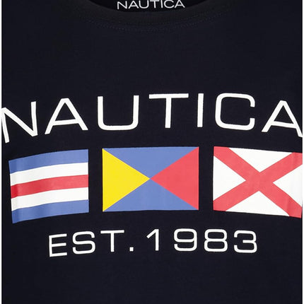 Camiseta de manga larga con gráfico y cuello redondo para niños Nautica, Icon Sport Navy, 14-16