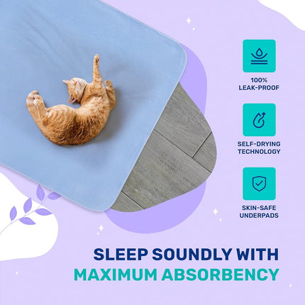 Waterproof Bed Protector Pads - Washable and Reusable 34x36 Mattress Pad - Pack of 4 Absorbent Incontinence Pads for Pets, Kids, Adults and Elderly - Bedwetting Protection Pads for Mattresses, Floor
