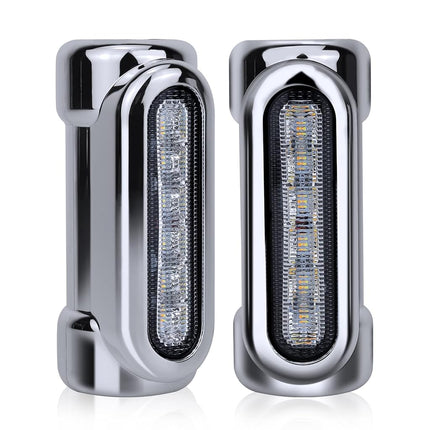 OPL5 Motorcycle Highway Bar Lights Switchback Driving Crash Bar LED Turn Signal Lights for 1-1/4 Inch Touring Bikes (Silver)