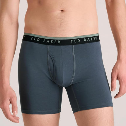 Ted Baker Men's Standard 4 Pack Cotton Stretch Boxer Briefs, Castlerock/Palms/Iceberg Green/Sky, Small