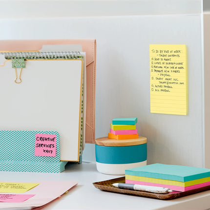 Post-it Notes, 4 in x 6 in, 5 Lined Sticky Notes Pads, 100 Sheets per Pad, Canary Yellow, The Original Post-it Note, School Supplies and O?ce Products