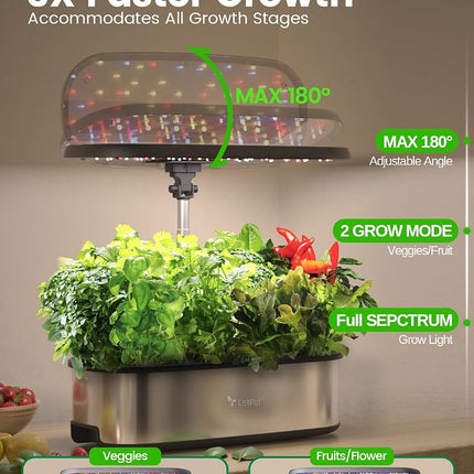 LetPot LPH-SE Hydroponics Growing System, 12 Pods Smart Herb Garden Kit Indoor, Indoor Garden, APP & WiFi Controlled, with 24W Growing LED, 5.5L Water Tank, Pump System, Automatic Timer
