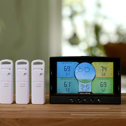 AcuRite 02082M Home Temperature and Humidity Station with 3 Indoor/Outdoor Sensors, Full Color