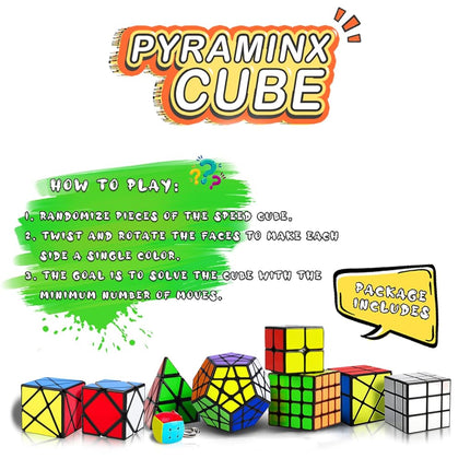 Speed Cube Set, Puzzle Cube,9 Pack Magic Cubes Pyraminx Pyramid + 2x2 + 3x3 + 4x4 + Megaminx + Mirror + Mini 3x3 + Skewb + Fenghuolun Puzzle Cube Toy for Kids & Adults