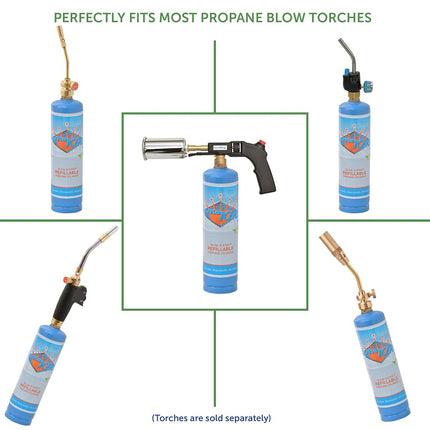 Flame King 1LB Empty Propane Welding Cylinder Tank, Reusable & Transportable - Safe and Legal Refill Option, 14.1 oz, Blue (2-Pk)