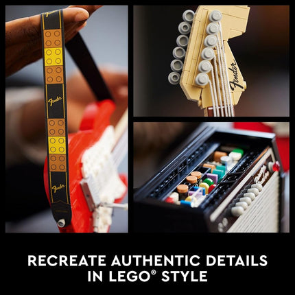 LEGO Ideas Fender Stratocaster DIY Guitar Model Building Set with 65 Princeton Reverb Amplifier & Authentic Accessories, Gifts for Music Lovers, Guitarists, Men, Women, Him and Her 21329