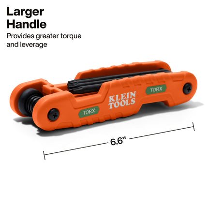 KLEIN TOOLS 70550T Pro Folding Hex Key Set, 10-Key Torx Sizes T6 to T40, Heat-Treated Alloy Steel, High-Leverage Blades