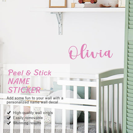 BOAO 7 Sheets Personalized Name Wall Decal 5 Inch Large Letter Stickers Alphabet Custom Name Stickers Nursery Wall Decal for Bedside Bedroom Classroom Home DIY Crafts (Pink)