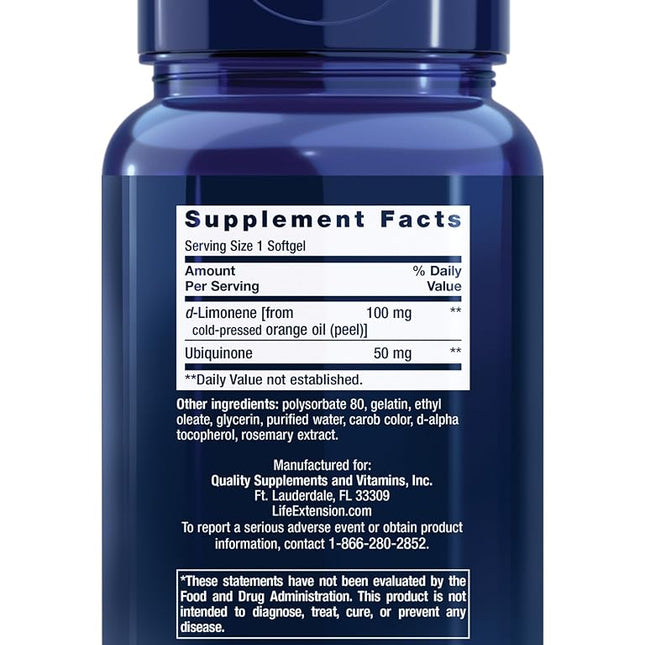 Life Extension Super-Absorbable COQ10 with D-Limonene, 50mg 60 Softgels