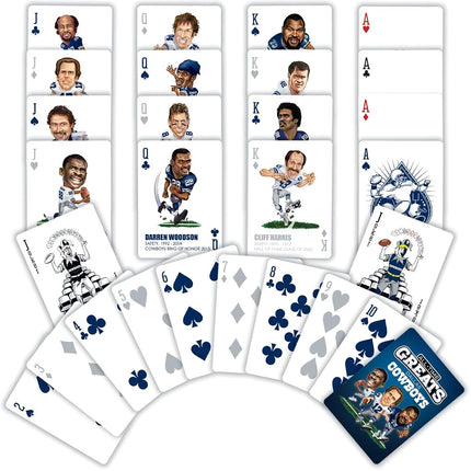 MasterPieces Family Games - Naipes de los mejores jugadores de la historia de los Dallas Cowboys - Baraja de naipes con licencia oficial para adultos, niños y toda la familia
