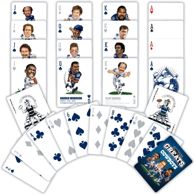 MasterPieces Family Games - Dallas Cowboys All-Time Greats Playing Cards - Officially Licensed Playing Card Deck for Adults, Kids, and Family