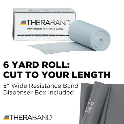 TheraBand Resistance Bands, 5.5m Roll Professional Latex Elastic Band For Upper & Lower Body, Core Exercise, Physical Therapy, Pilates, Home Workouts, Rehab, Silver, Super Heavy, Advanced Level 7
