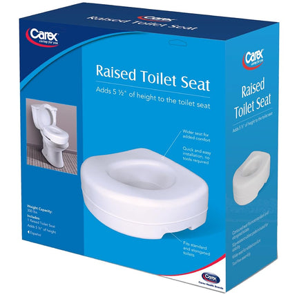 Carex Raised Toilet Seat, Adds 5 Inches of Height to Toilet, 300 Pound Weight Capacity, Slip-Resistant Rubber Pads