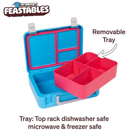 Mr. Beast Feastables Adjustable Bento Lunchbox- BPA Free, Snap Tight Lid, Removable Tray, Microwave & Freezer Safe, 9.25"x7"x2.75", Easy Clean, Kids Lunchbox with Adjustable Compartments