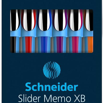Schneider Slider Memo XB Ballpoint Pen, Asstd. Colors, Pack of 6 (150296)