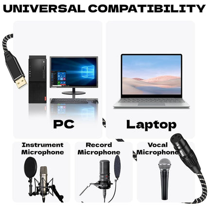 NCGGY USB Microphone Cable, XLR Female to USB Male Mic Link Converter Cable,for Microphones or Recording Karaoke Sing,1.5M