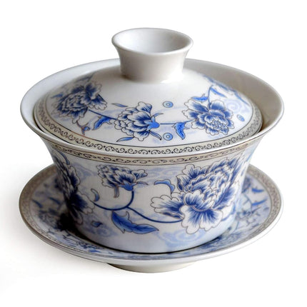 Chinese Porcelain Teacups 10oz Gaiwan Flower Turee