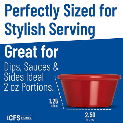 Carlisle FoodService Products Vaso de salsa tipo ramequín liso para restaurantes, cafeterías y comida rápida, plástico, 2 onzas, rojo Roma, (paquete de 72)