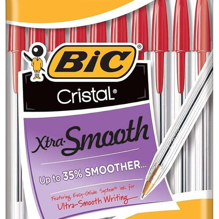 BIC Cristal Xtra Smooth Ball Pen Combo Set: Set Includes 10 Black, 10 Blue, and 10 Red. by BIC
