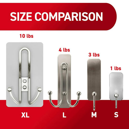 Command X-Large Satin Nickel Triple Hook, 1 Hook, 3 Strips, Damage Free Hanging Wall Hooks with Adhesive Strips, No Tools Wall Hooks for Hanging Decorations in Living Spaces