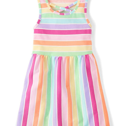 The Children's Place Girls' Casual Everyday Sleeveless Dresses, Multicolor Stripe, XX-Large