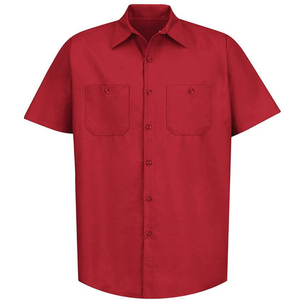 Red Kap Men's Short Sleeve Industrial Work Shirt, Medium Red