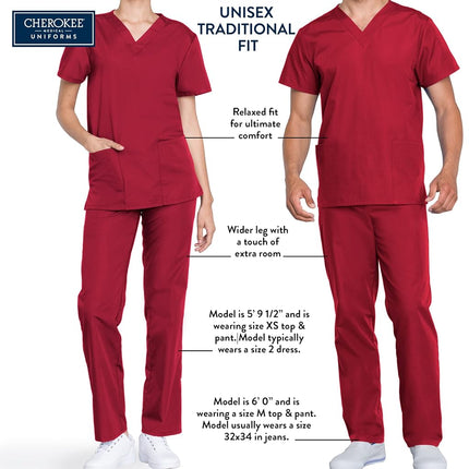 CHEROKEE Men & Women Scrubs Pant Workwear Originals Drawstring Cargo 4100, Black, X-Large