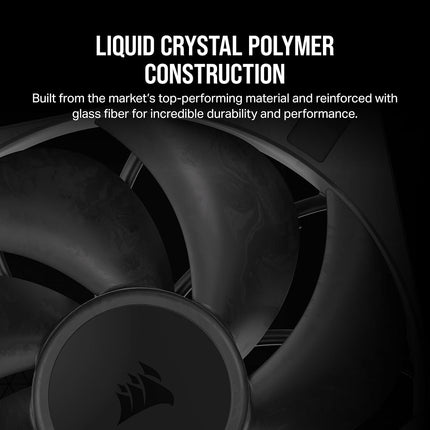 Corsair RS120 MAX 120mm PWM Thick Fan – High Static Pressure – Liquid Crystal Polymer Construction – Single Fan – Black