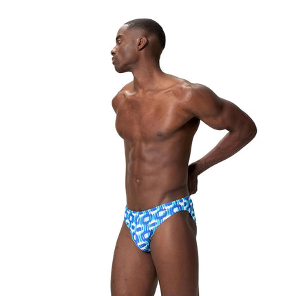 Speedo Men's Swimsuit Brief Comfort Waistband, Mini Chain Link Deep Sapphire, 38