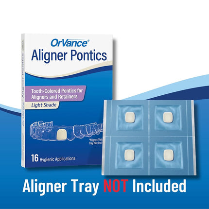 ORVANCE Aligner Pontics - Light Shade (16 Count) | Fills The Space of Missing Teeth in Clear aligners and Retainer Trays