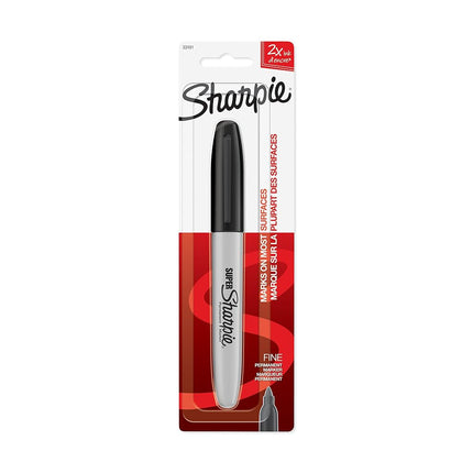 Sharpie 30101PP Marqueur Permanent Super, Pointe Fine, Écrit sur Papier et Plastique, Résiste à la Décoloration et à l'Eau, Certifié AP, Couleur Noire, Lot de 1