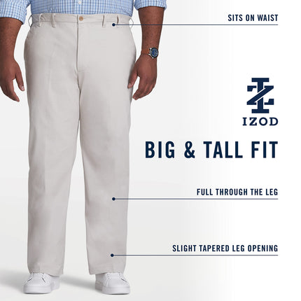 IZOD mensBig and Tall Advantage Performance Flat Front Straight Fit Chino Pant Casual Pants - Gray - 38W x 36L