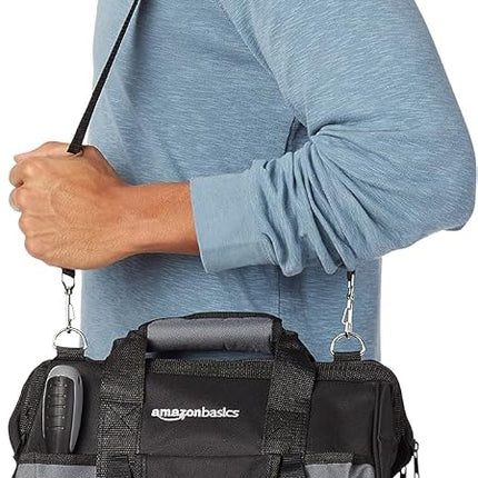 Amazon Basics 65 Piece Home Basic Repair Tool Kit Set With Bag, Silver, Black