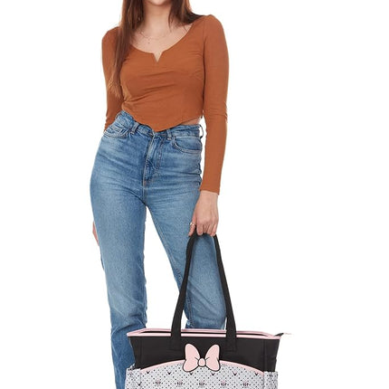 Disney Unisex Baby Cudlie Diaper Tote Moms | Large Spacious Travel Boy and Girl | 17-inch Multi-Functional Bag, Mickey Mouse Print